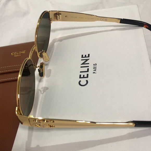Celine Triomphe Gold Metal Oval Sunglasses - Picture 6 of 7